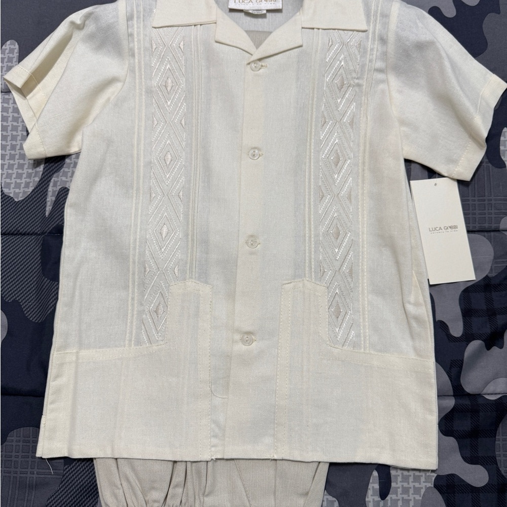 Cream Short Sleeve Guayabera Shirt